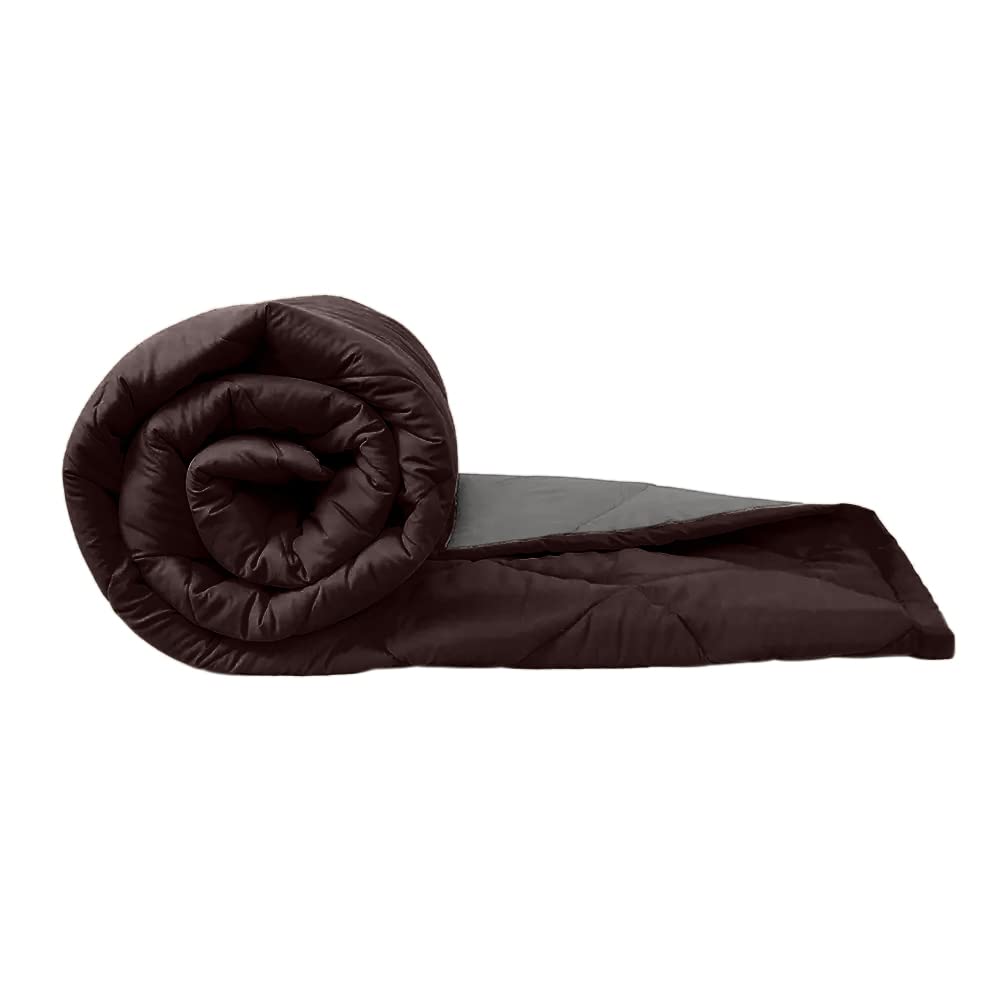 Wakefit Comforter Double Bed | 220 GSM | Quilt AC Blanket for Double Size Bed | Reversible Super Soft Microfiber Blanket | 100x90 Inches - Brown Stone & Night Owl