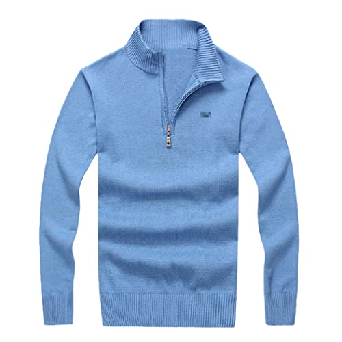 Cardigan d'hiver pour homme en coton bleu jean XXL, col montant protecteur avec zip