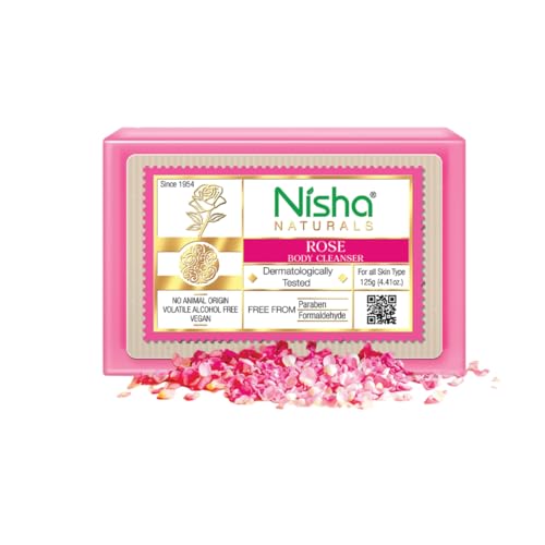 Image of Nisha Rose Body Cleansing Soap Bar 125g - Paraben Free, Vegan, Gentle Cleanse for Soft & Supple Skin, Suitable for All Skin Types, Men & Women