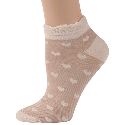 Image of KitNSox Funcat Women's Lace Ruffle Frilly Colorful Floral Cotton Casual Novelty Ankle Socks 4 /5 /6 Pairs