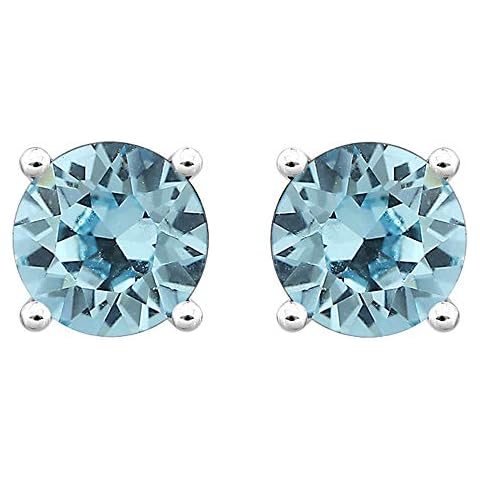Aquamarine Color Crystal Stud Earrings, Silver Blue Stone Earrings, Crystal Stud Earrings For Women Sterling Silver, Christmas Gifts For Women Cover