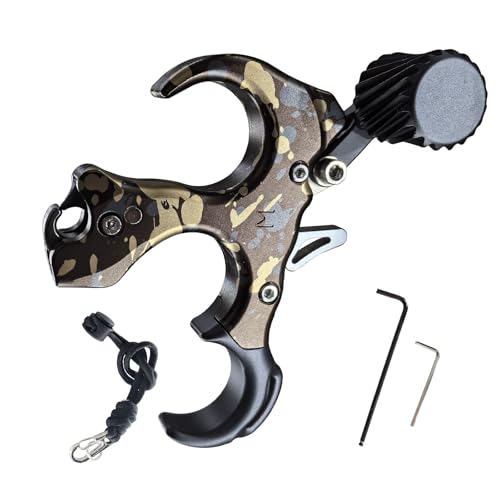 Compound Bow Aid Releaser with Wrist Straps and Adjustment Tool,Archery Release Aids with 3 Thumb Release Adjustable,Aluminum Alloy Aids.for Left and Right Handers. (Camouflage)