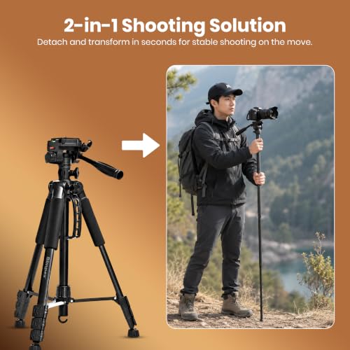 Image of Simpex Professional Tripod Cum Monopod 790 PRO with Multipurpose Head for Low Level /Table Top Shooting /and Panning for Photography and Videography Suitable for DSLR, DV Camera, Binocular