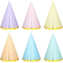 24 Pcs Pastel Birthday Party Hats Colorful Cone Birthday Hats Rainbow Cone Paper Hat with Elastic String for Baby Shower Bridal Wedding Party Supplies