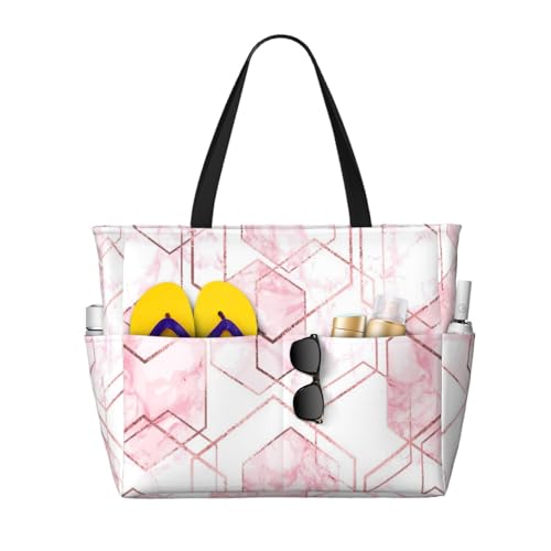 Sac fourre-tout marbre rose et paillettes dorées : fini le manque de place