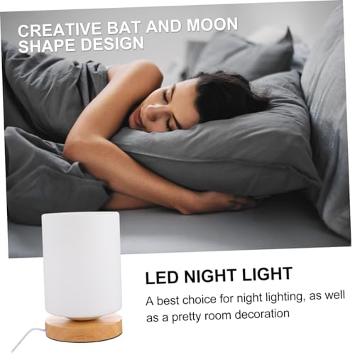 Lámpara de mesa LED BESPORTBLE cilíndrica de madera miniatura 6
