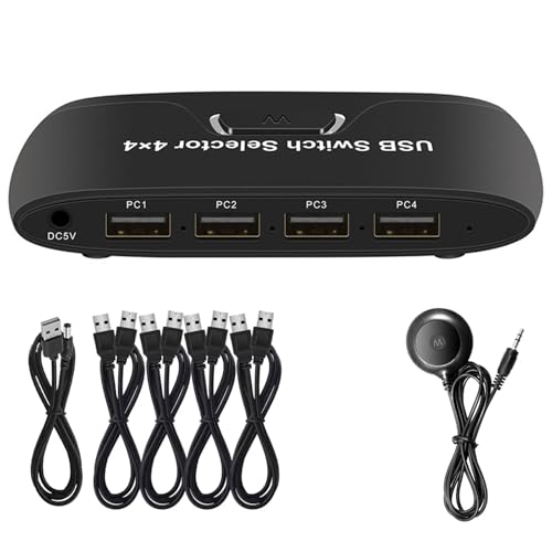 Navna Universal USB2.0 KVM Caja de conmutación amplia compatibilidad para periféricos compartidos en 4 sistemas, conmutador USB, teclado KVM