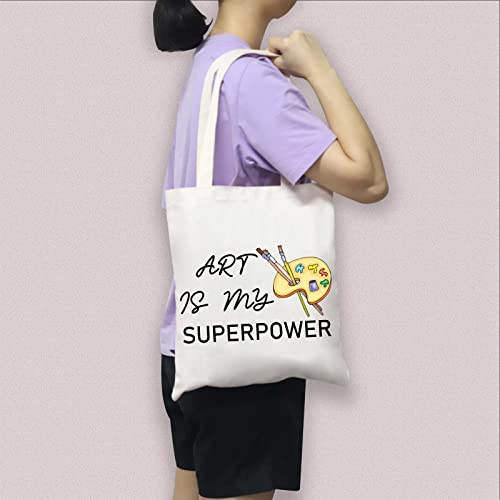 Bolso tote artístico BDPWSS para profesores y amantes del arte — 'Art Is My Superpower', ideal como regalo para estudiantes de pintura y viajes miniatura 7