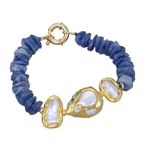 Bracelet bleu perlé blanc femmes : bijoux élégants faits main