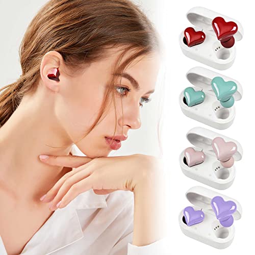 Outfmvch Heart-Shaped Bluetooth Earbuds, Macaron in-Ear Headset with Charging Case, Built-in Microphone Premium Sound, Wireless Bluetooth 5.3 Headphone