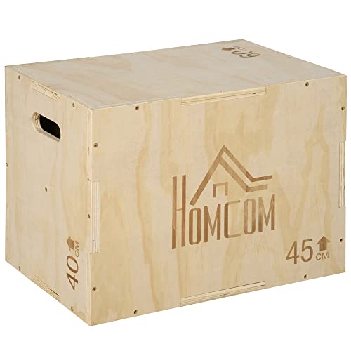 HOMCOM Box Jump pliométrie 3 en 1 Appareil boîte à Saut Musculation Fitness & entraînement croisé plyobox pour Box Training 40/45/60 cm en Bois