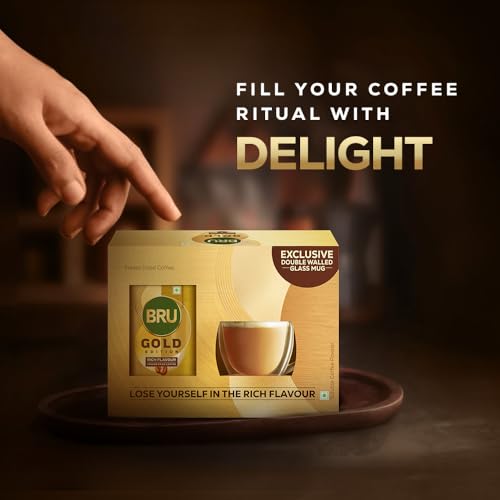Image of Bru Gold Edition 100% Pure Coffee 100g (with Exclusive Double Walled Glass Mug)