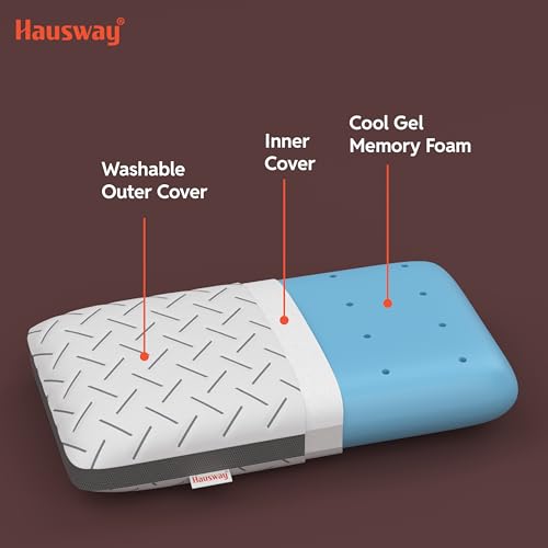 Image of Ventilated Cool Gel Memory Foam Pillow for Neck & Shoulder Pain with Removable Zipper Cover, Standard Size - 22x15x4 Inches, White, Pack of 1