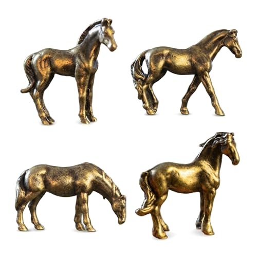 4 Piezas Estatuas de Ponis en Aleación de Cobre y Latón miniatura 1