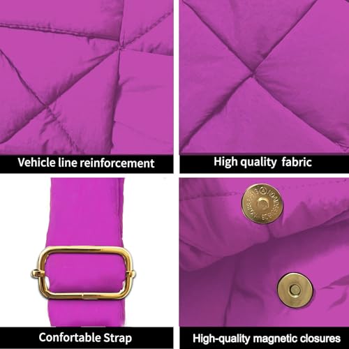 Image of Shoulder Bag Lightweight Puffer Tote Crossbody Bag Handwoven for Women | waterproof nylon, durable, soft padded texture, versatile for travel, work, weekend, everyday, adjustable strap