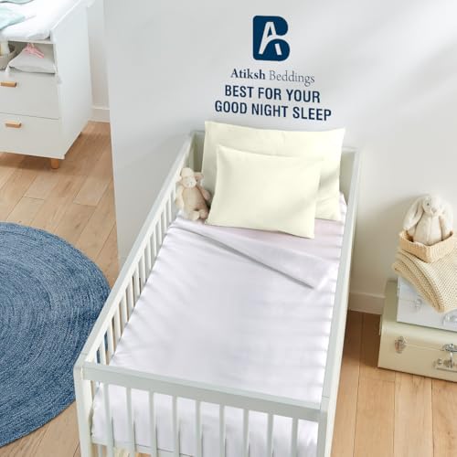 Image of Atiksh Beddings Pack of 2 13x18 Inch Toddler Travel Pillow Cases - 100% Soft Egyptian Cotton, 600 Thread Count with Zipper Closure for Small Travel Pillowcase Cover, Ivory