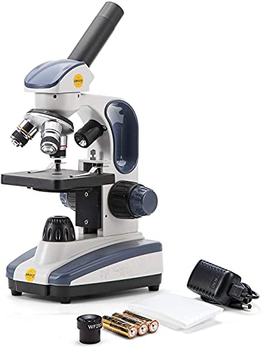 Swift Compound Monocular Microscope SW200DL with 40X-1000X Magnification, Dual Light, Precision Fine Focus, Wide-Field 25X Eyepiece and Cordless Capability for Student Beginner