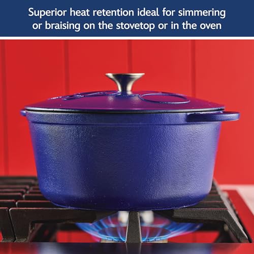 Farberware Disney Bon Voyage Pre-Seasoned Cast Iron Dutch Oven/Casserole Pan with Lid, Suitable for All Stovetops, Including Induction, 4.75 Quart, Blue by Farberware - Image 5
