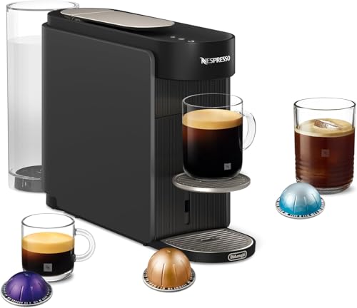 Nespresso De'Longhi Vertuo Up – Cafetera de Cápsulas con 7 Tamaños de Taza, Tecnología Centrifusion, Calentamiento Rápido, Depósito 1,4 L, Modo Creaciones, Diseño Compacto, Gris (ENV200.GY)