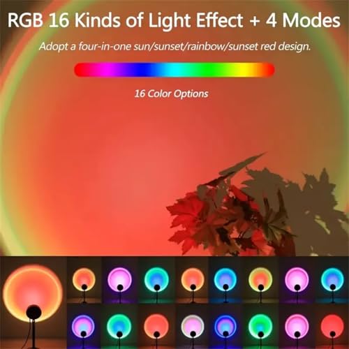 ZIRIKEDAI Sunset Lamp Projector – 16-Color RGB with Remote & Music Sync — view 2