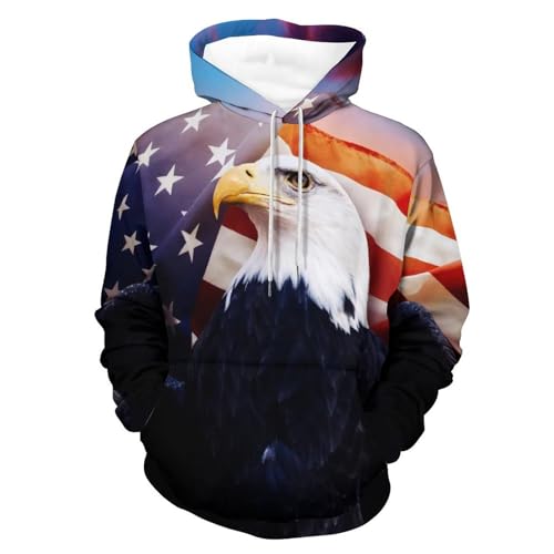 Sweat à capuche drapeau américain UMENG pour soirées fraîches