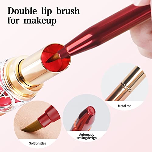 Arqumi Lip Makeup Brush, Retractable Lip Brushes, Double-Ended Lip Liner Brush Travel and Daily Use Lightweight Lipstick Gloss Eyeshadow Applicator with Protective Lid for Women Girls Red - Image 4