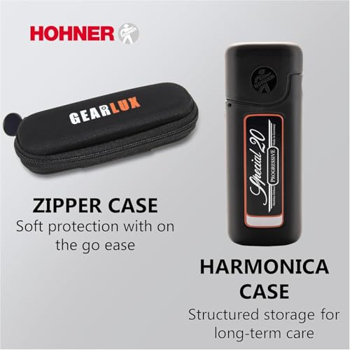 Image of Hohner 560 Special 20 Harmonica Bundle with Carrying Case, Pouch, Harmonica Beginner Manual, and Austin Bazaar Polishing Cloth - Key of C