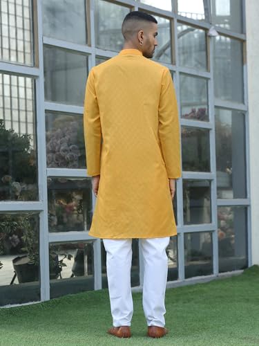 Image of KRAFT INDIA Men's Cotton Kurta Pyjama Set | Woven Design Traditional Ethnic Wear | Festive, Wedding & Casual Outfit | Comfortable & Breathable Fabric