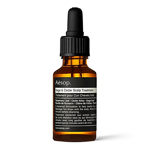 Aesop Sage & Cedar Scalp Treatment | 25mL/0.81 fl oz Pre-Shampoo Scalp Treatment for Reactive, Dry & Distressed Scalps| Itchy Scalp Treatment for Women & Men with Rosemary Leaf, Cedar Atlas, Sage Leaf