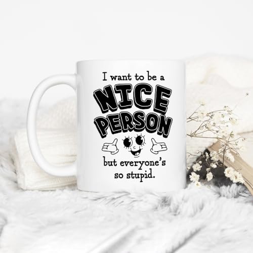 Taza de cerámica divertida Loftipop 11oz blanca miniatura 3