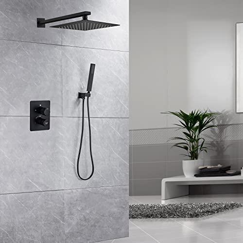 Ensemble de mélangeur de douche dissimulé avec douchette à main et pommeau LWX - 6