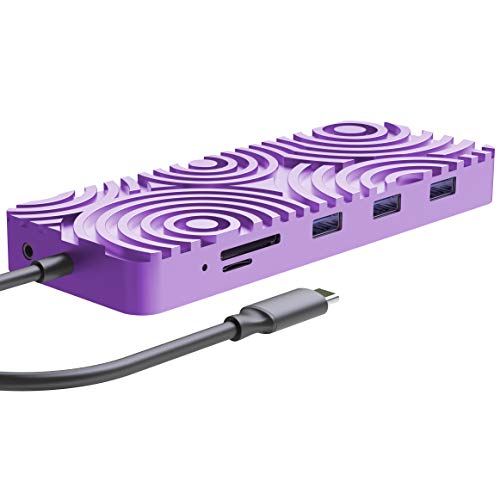 Guanda Laptop Docking Station, USB C PD Charging Hub, 13-in-1 USB Hub with Ethernet, HDMI, DP, VGA, 4 Port-USB 3.0, Micro/SD/TF Memory Card Readers for MacBook Pro, LG G5/V20 - GD6 Lavender Purple