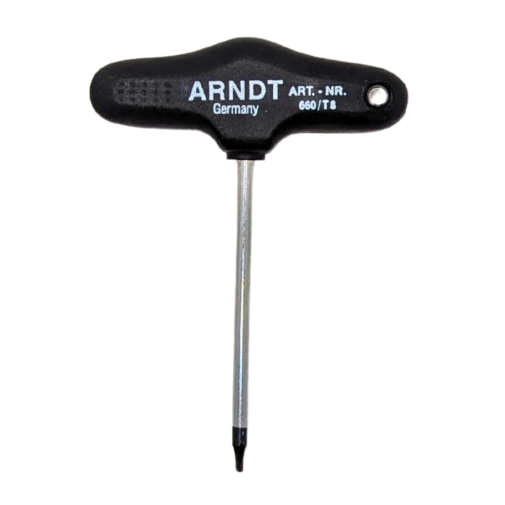 ARNDT Germany Torx T8 T-Handle Screwdriver | Chrome Vanadium Steel Shaft | Ergonomic Grip T Bar Handle Star Hex | Holding Function | Professional Star Screwdriver for Repair & DIY