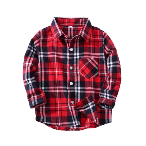 BILIKEYU Boys Plaid Jacket Long Sleeve Stand Collar Buttons Down Color Block Casual Fall Outerwear for Kid 1 to