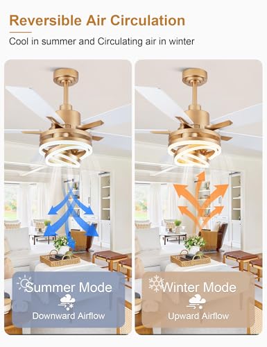 Image of 52 inch White and Gold Modern Chandelier Fandelier Ceiling Fan with Light