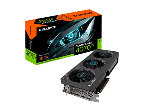 Gigabyte GeForce RTX 4070 Ti Eagle OC 12G Grafikkarte, 3X WINDFORCE Lüfter, 12GB 192-bit GDDR6X, GV-N407TEAGLE OC-12GD Grafikkarte