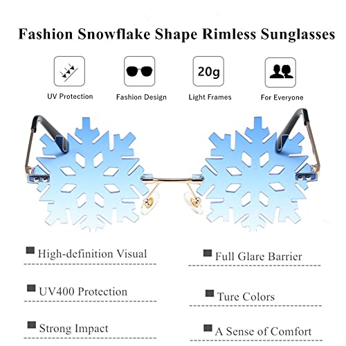LASPOR Novelty Snowflake Shape Sunglasses for Women/Men Cute Rimless Halloween Christmas Party Glasses Prom Accessories4