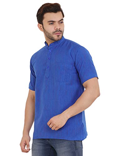 Image of LATEST CHIKAN Men's Cotton Regular Textured Short Kurta Half Sleeves - (SK-DJ)