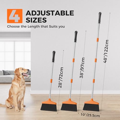 Image of Handy Broom, Indoor /Outdoor Brooms, Duty Kitchen Broom, for Home Garage Kitchen Office Courtyard Lobby Patio Lawn Concrete (1, Orange)