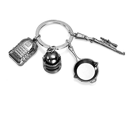 Preisvergleich Produktbild MWTTXX Mini Essen Huhn Schlüsselanhänger Anhänger Bratpfanne Helm 98k3 Rucksack Schlüsselbund Geschenk