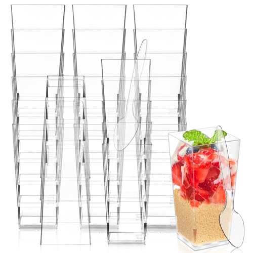 Kucoele 3oz Mini Dessert Cups with Spoons 100 Pack