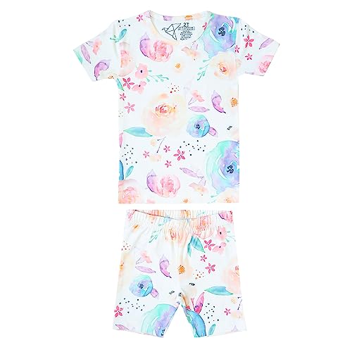 Copper Pearl Two Piece Short Sleeve Toddler Pajamas PJ Sets for Boys and Girls - Adorable Pattern Summer Pajamas Shorts to Keep Cool While Sleeping, Size 12 Months to 5T - Bloom