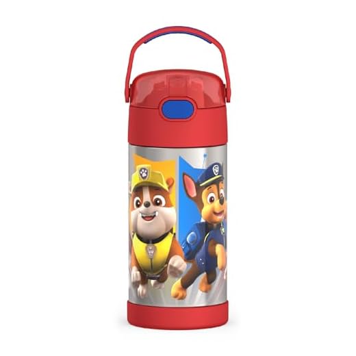 Thermos Garrafa térmica infantil Funtainer com canudo, aço inoxidável, 355 ml, Blue Paw Patrol