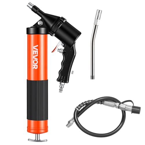 VEVOR Pistolet à Graisse Pneumatique 413 bar Pistolet Graisseur à Une Main Capacité 0,4 L pour Machines Automobiles Agricoles Industrielles, Tuyau Flexible 45,7 cm Tube Extension Rigide 2 Buses Plates