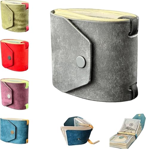 The Cash Wrap - Cartera organizadora de cuero para dinero, soporte de dinero de acceso rápido para dinero en efectivo, carteras de viaje simples, prácticas bandas de bolso con cierre magnético