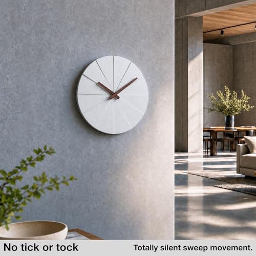 Driini Modern Wall Clock with No Numbers and Wooden Hands. White 12.5 Inch - Image 3