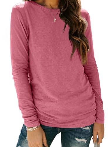 Image of AUTOMET Women's Long Sleeve Crewneck Shirts Casual Basic Tops