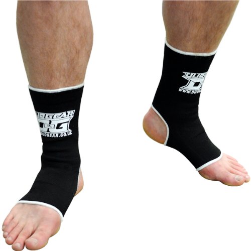DUO GEAR MUAY THAI ANKLE SUPPORTS KICKBOXING MMA MARTIAL ARTS FOOT BRACE (Kids - Adults) (XS - L) (Black, Medium)