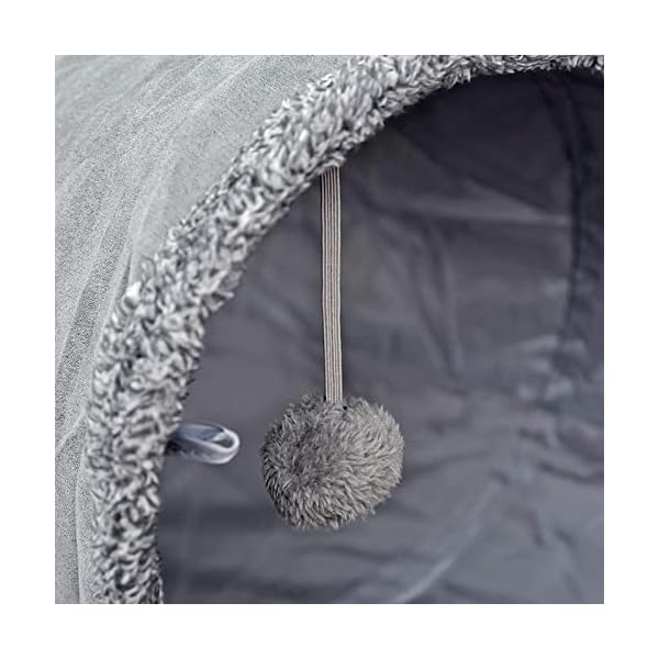 LeerKing Katzentunnel große Katzen Rascheltunnel Spieltunnel Katzenröhre Katzenspielzeug für alle Katzen Kaninchen Welpen 2 Höhlen Grau 130 * 30cm – Bild 4
