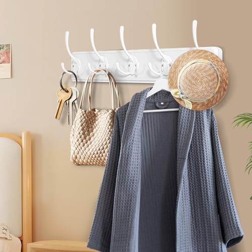 Fanyity MPG3209 Farmhouse Coat Rack Wall Mount With Pine Wood Planks And 5 Triple Hooks thumb #5